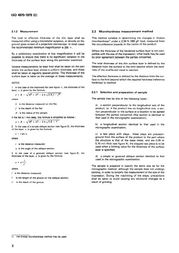ISO 4970:1979 ISO 4970:1979 - Steel -- Determination of total or effective thickness of thin surface-hardened layers - Page 4 preview
