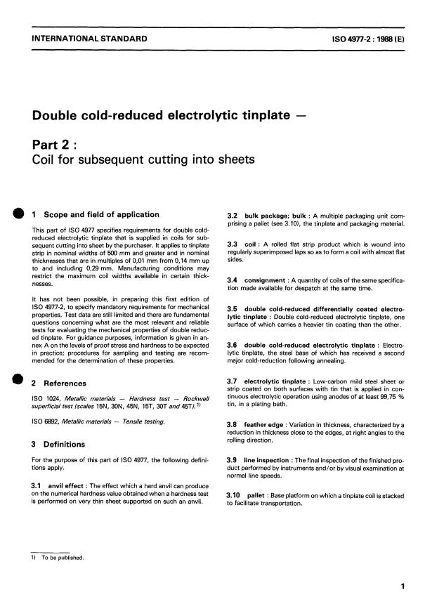ISO 4977-2:1988 - Double cold-reduced electrolytic tinplate