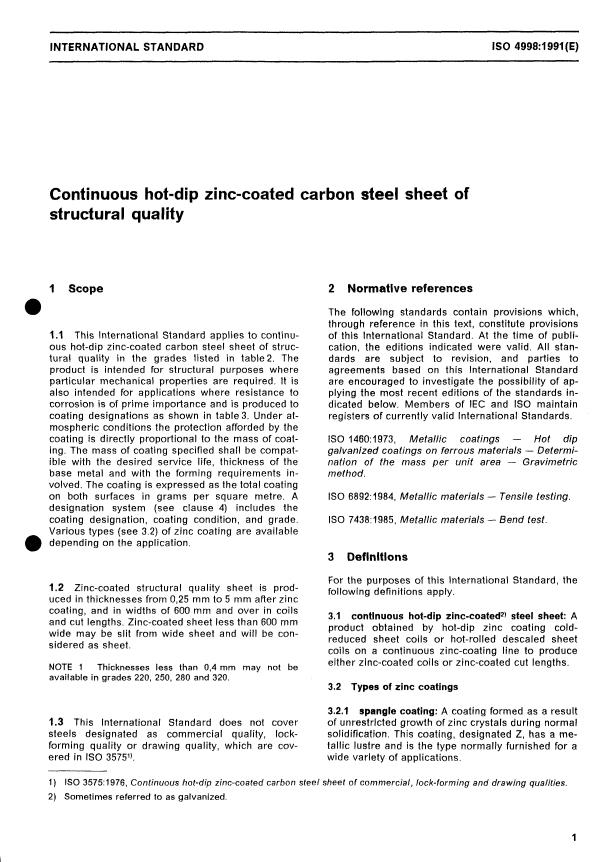 ISO 4998:1991 - Continuous hot-dip zinc-coated carbon steel sheet of structural quality