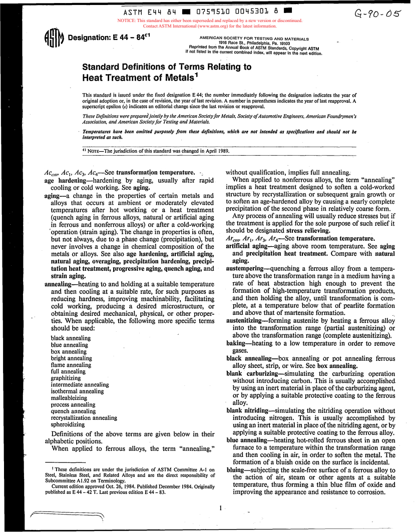 ASTM E44-84e1 - Definitions of Terms Relating to Heat Treatment of Metals