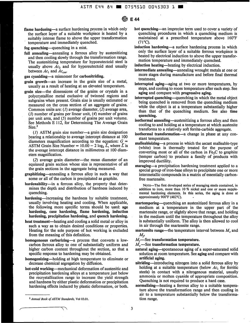 ASTM E44-84e1 - Definitions of Terms Relating to Heat Treatment of Metals