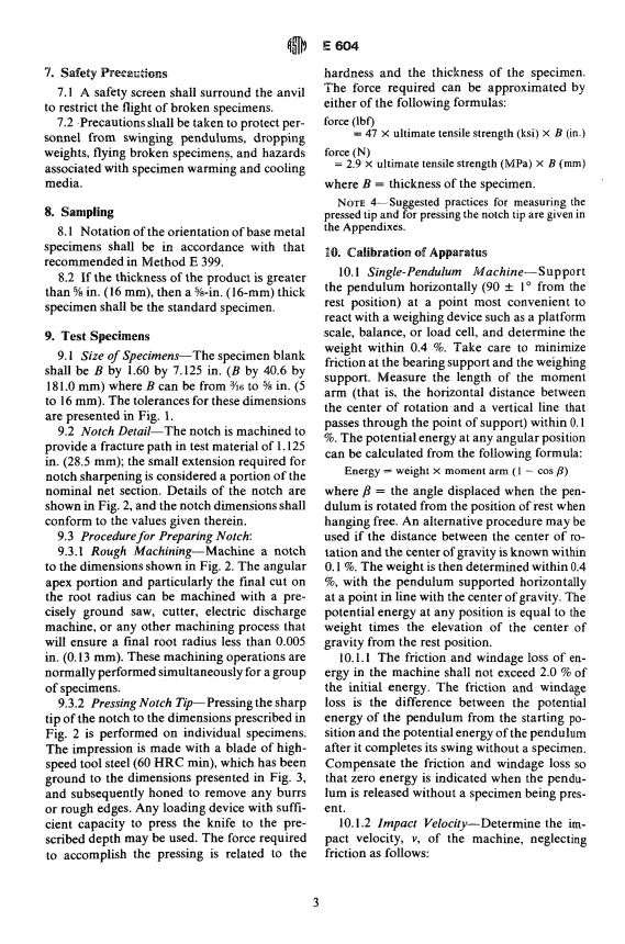 ASTM E604-83 - Standard Test Method for Dynamic Tear Testing of Metallic Materials