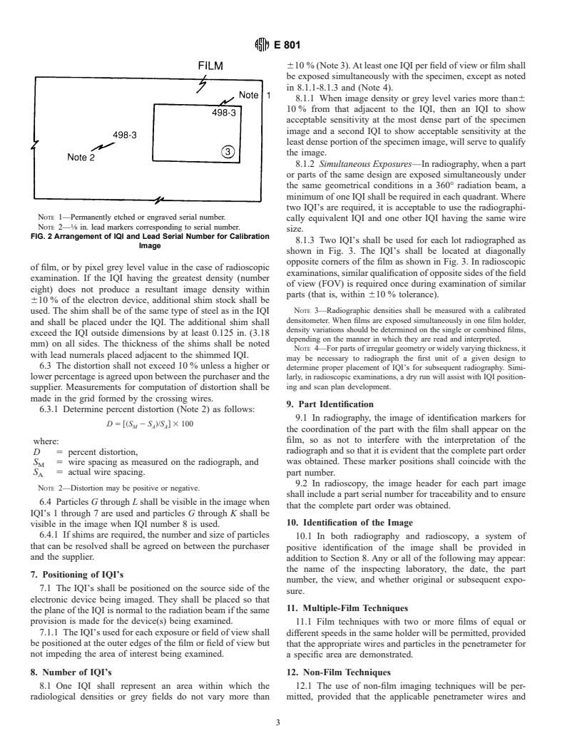 ASTM E801-91(1995)e1 - Standard Practice for Controlling Quality of Radiological Examination of Electronic Devices