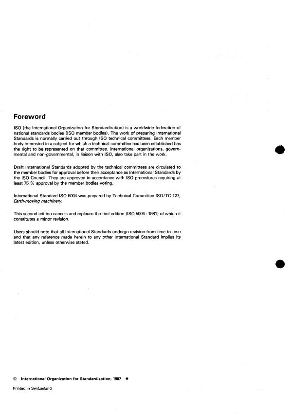 ISO 5004:1987 ISO 5004:1987 - Earth-moving machinery -- Test method for measurement of tool movement time - Page 2 preview