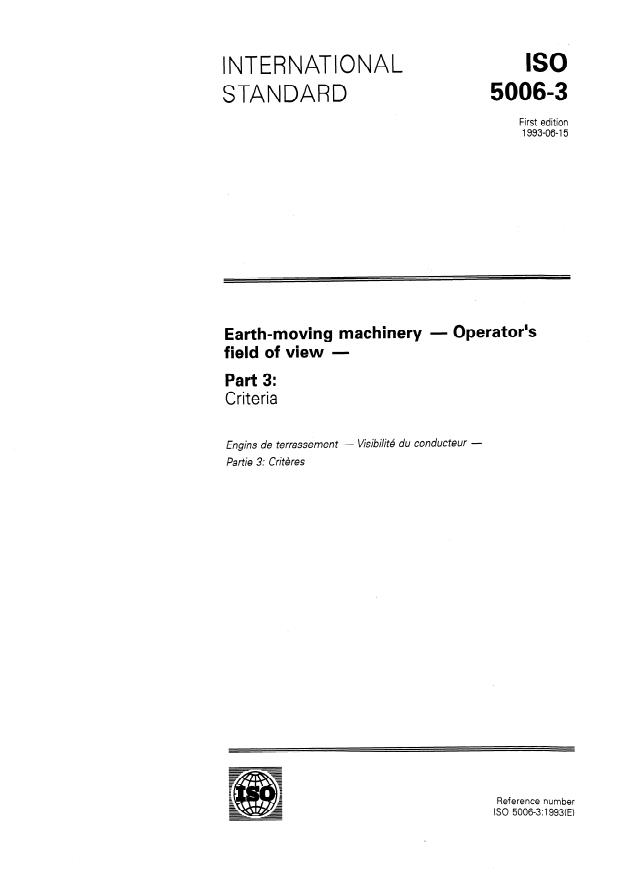 ISO 5006-3:1993 - Earth-moving machinery -- Operator's field of view