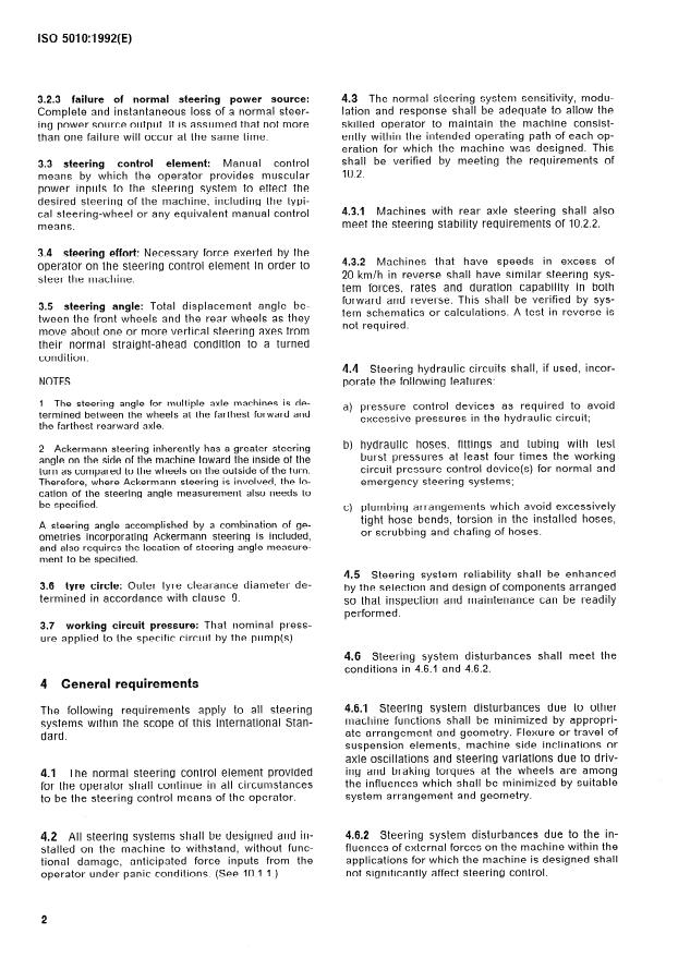 ISO 5010:1992 ISO 5010:1992 - Earth-moving machinery -- Rubber-tyred machines -- Steering requirements - Page 4 preview