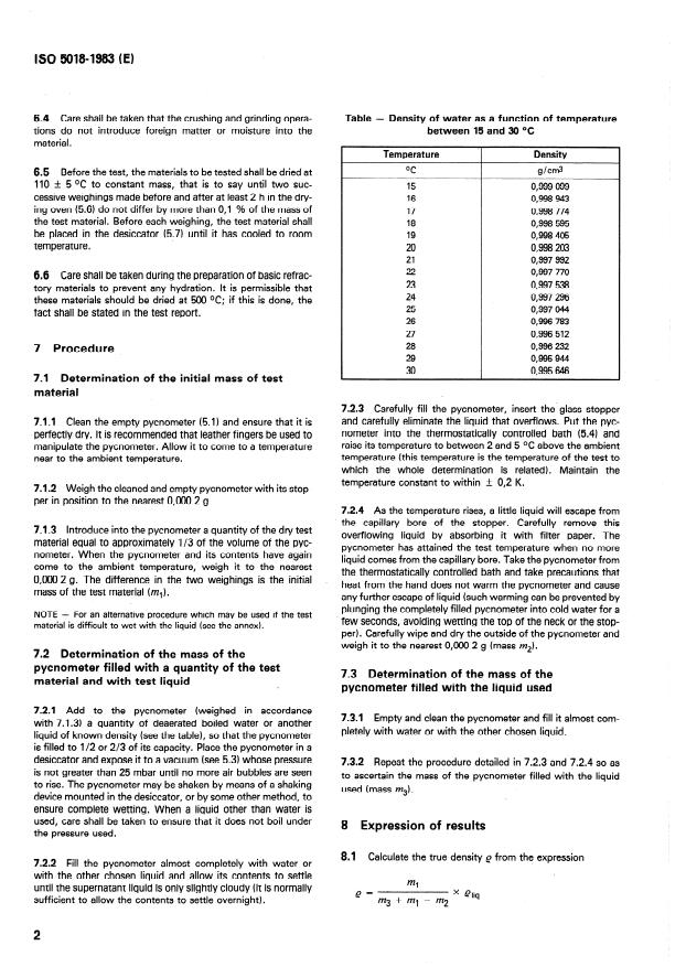 ISO 5018:1983 ISO 5018:1983 - Refractory materials -- Determination of true density - Page 4 preview