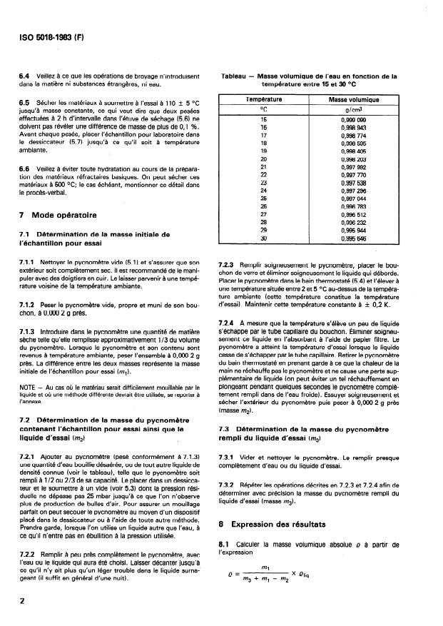 ISO 5018:1983 ISO 5018:1983 - Produits réfractaires -- Détermination de la masse volumique absolue - Page 4 preview