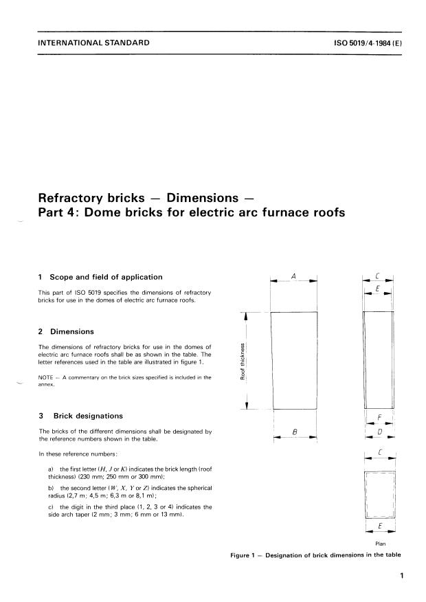 ISO 5019-4:1984 - Refractory bricks -- Dimensions