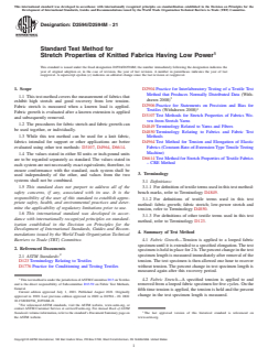 ASTM D2594/D2594M-21 ASTM D2594/D2594M-21 - Standard Test Method for Stretch Properties of Knitted Fabrics Having Low Power - Page 1 preview