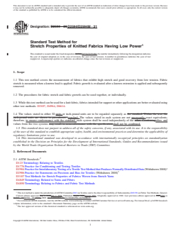 ASTM D2594/D2594M-21 REDLINE ASTM D2594/D2594M-21 - Standard Test Method for Stretch Properties of Knitted Fabrics Having Low Power - Page 1 preview