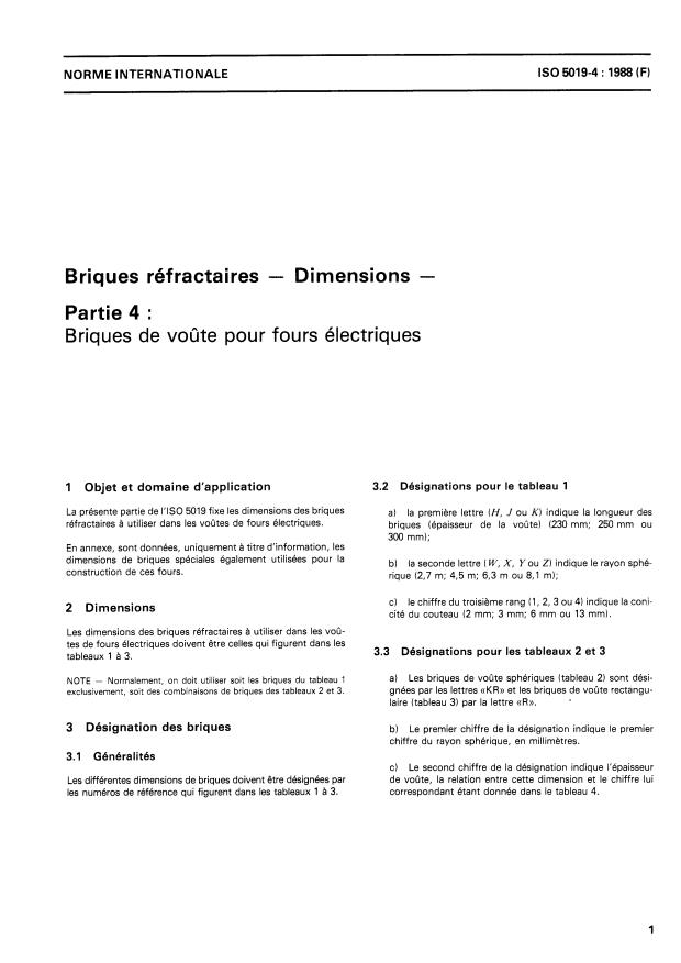 ISO 5019-4:1988 - Briques réfractaires -- Dimensions