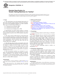 ASTM D76/D76M-21 ASTM D76/D76M-21 - Standard Specification for Tensile Testing Machines for Textiles - Page 1 preview