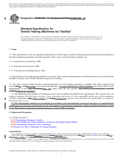 ASTM D76/D76M-21 REDLINE ASTM D76/D76M-21 - Standard Specification for Tensile Testing Machines for Textiles - Page 1 preview