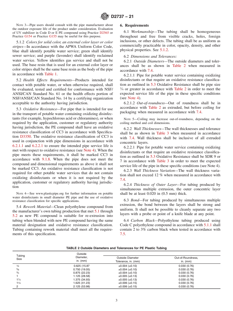 ASTM D2737-21 - Standard Specification for  Polyethylene (PE) Plastic Tubing