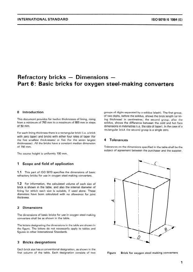 ISO 5019-6:1984 - Refractory bricks -- Dimensions