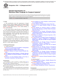 ASTM F621-12(2021)e1 ASTM F621-12(2021)e1 - Standard Specification for Stainless Steel Forgings for Surgical Implants - Page 1 preview