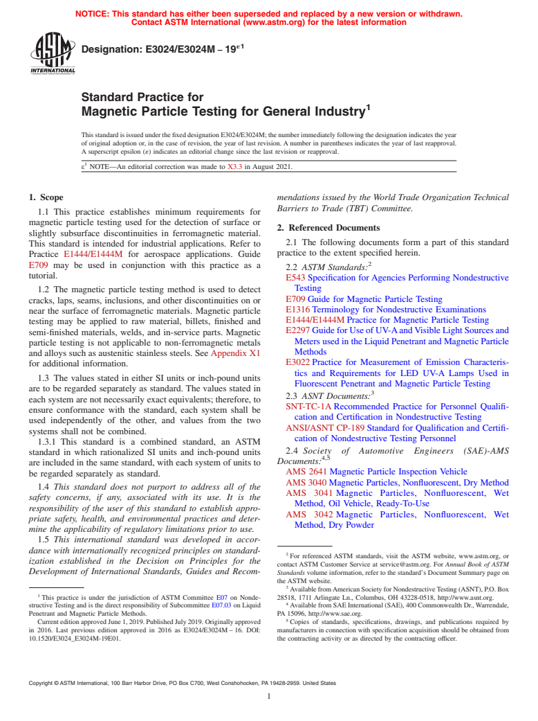 ASTM E3024/E3024M-19e1 - Standard Practice for Magnetic Particle Testing for General Industry