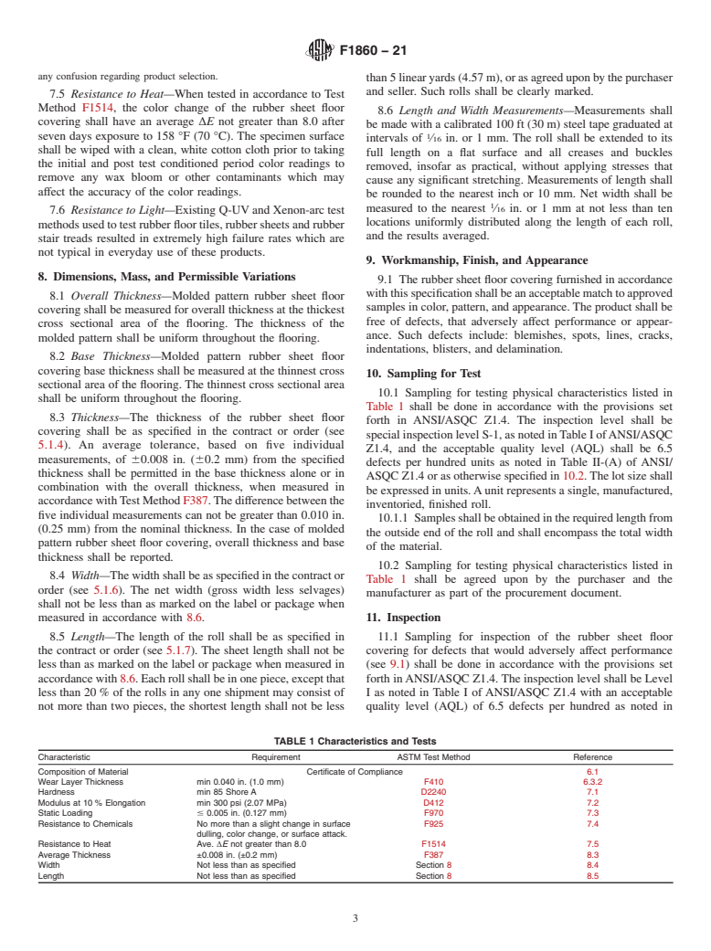 ASTM F1860-21 - Standard Specification for  Rubber Sheet Floor Covering With Backing