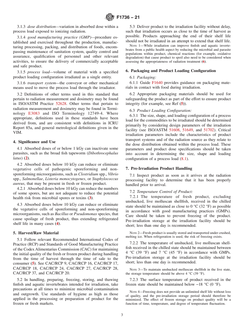 ASTM F1736-21 - Standard Guide for Irradiation of Finfish and Aquatic Invertebrates Used as Food  to Control Pathogens and Spoilage Microorganisms