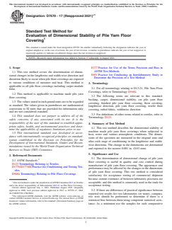 ASTM D7570-17(2021)e1 ASTM D7570-17(2021)e1 - Standard Test Method for Evaluation of Dimensional Stability of Pile Yarn Floor Covering - Page 1 preview