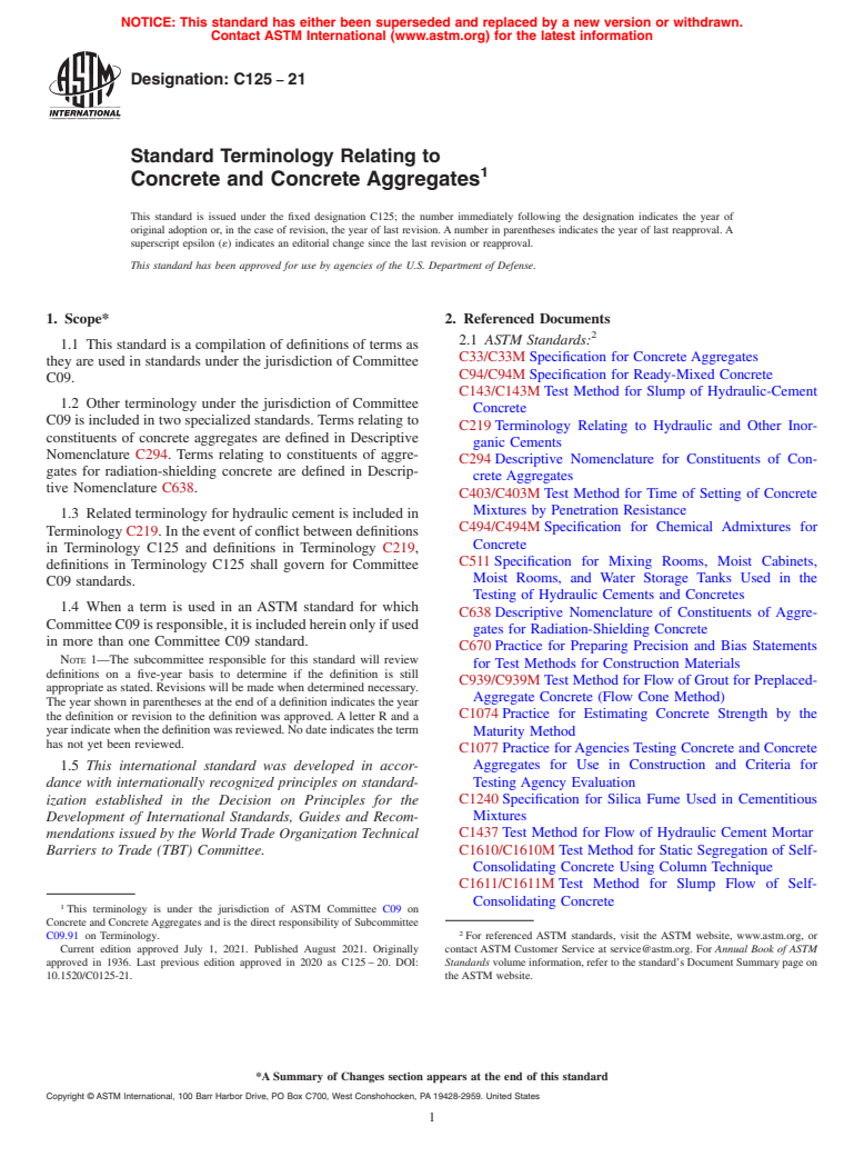 ASTM C125-21 - Standard Terminology Relating to  Concrete and Concrete Aggregates