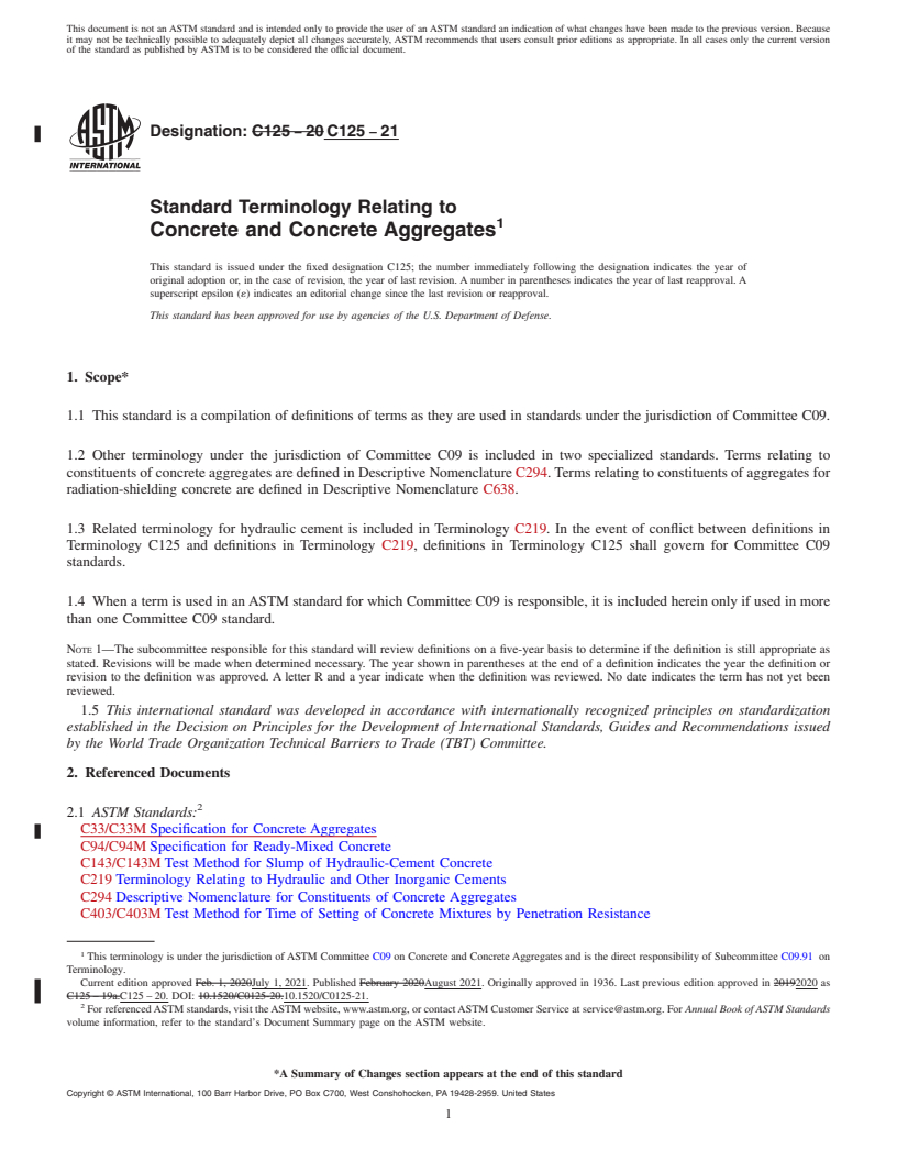 REDLINE ASTM C125-21 - Standard Terminology Relating to  Concrete and Concrete Aggregates