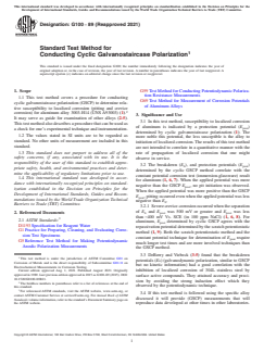ASTM G100-89(2021) ASTM G100-89(2021) - Standard Test Method for Conducting Cyclic Galvanostaircase Polarization - Page 1 preview