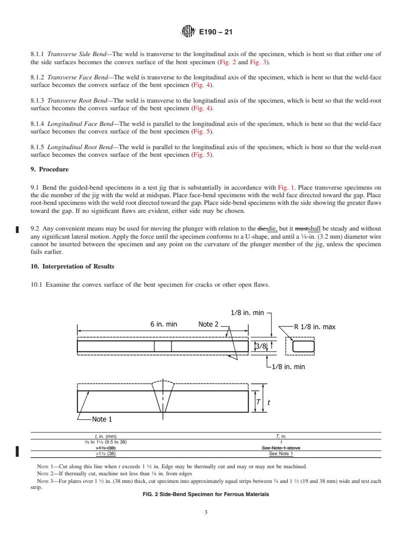 REDLINE ASTM E190-21 - Standard Test Method for  Guided Bend Test for Ductility of Welds