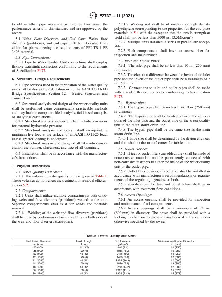 ASTM F2737-11(2021) - Standard Specification for  Corrugated High Density Polyethylene (HDPE) Water Quality Units