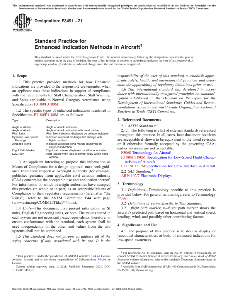 ASTM F3491-21 - Standard Practice for Enhanced Indication Methods in Aircraft