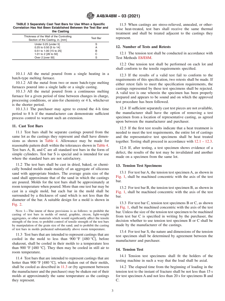 ASTM A48/A48M-03(2021) - Standard Specification for Gray Iron Castings