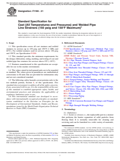 ASTM F1199-21 - Standard Specification for  Cast (All Temperatures and Pressures) and Welded Pipe Line  Strainers (150 psig and 150°F Maximum)