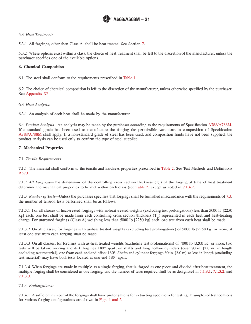 REDLINE ASTM A668/A668M-21 - Standard Specification for Steel Forgings, Carbon and Alloy, for General Industrial Use