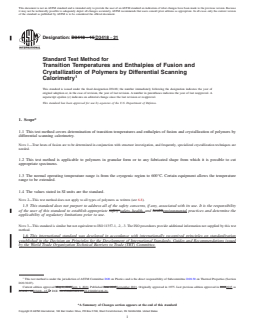 REDLINE ASTM D3418-21 - Standard Test Method for  Transition Temperatures and Enthalpies of Fusion and Crystallization  of Polymers by Differential Scanning Calorimetry