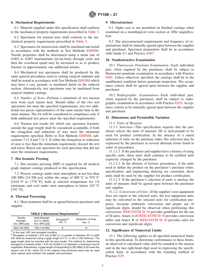 ASTM F1108-21 - Standard Specification for  Titanium-6Aluminum-4Vanadium Alloy Castings for Surgical Implants  (UNS R56406)