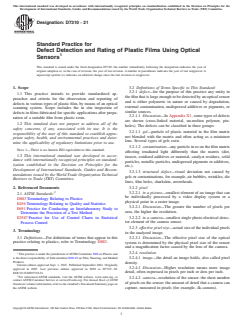 ASTM D7310-21 ASTM D7310-21 - Standard Practice for Defect Detection and Rating of Plastic Films Using Optical Sensors - Page 1 preview