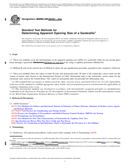 ASTM D4751-21a REDLINE ASTM D4751-21a - Standard Test Methods for Determining Apparent Opening Size of a Geotextile - Page 1 preview
