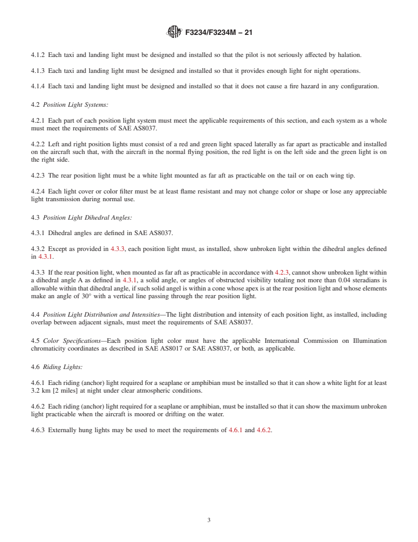 REDLINE ASTM F3234/F3234M-21 - Standard Specification for Exterior Lighting in Small Aircraft