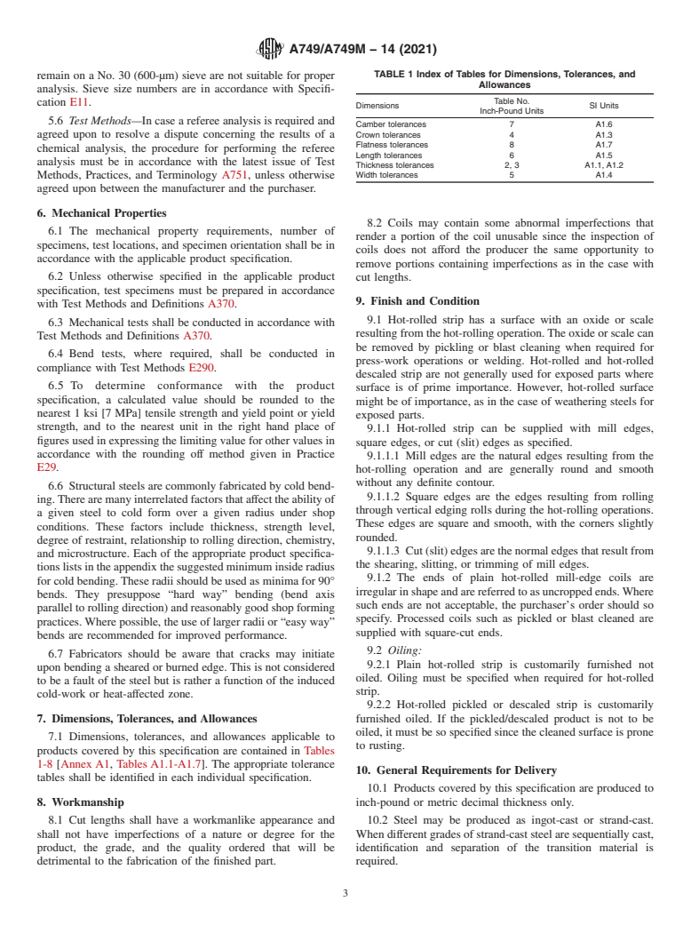 ASTM A749/A749M-14(2021) - Standard Specification for  Steel, Strip, Carbon and High-Strength, Low-Alloy, Hot-Rolled,  General Requirements for