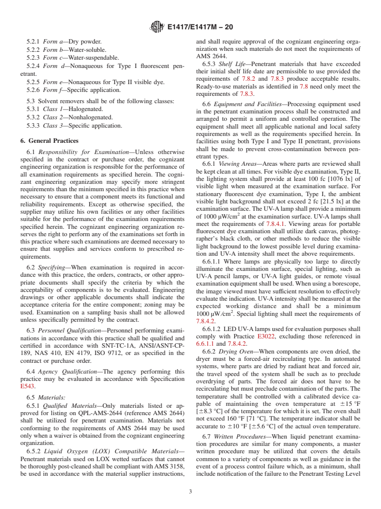 ASTM E1417/E1417M-20 - Standard Practice for  Liquid Penetrant Testing