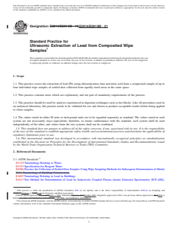 ASTM E2914/E2914M-21 REDLINE ASTM E2914/E2914M-21 - Standard Practice for Ultrasonic Extraction of Lead from Composited Wipe Samples - Page 1 preview