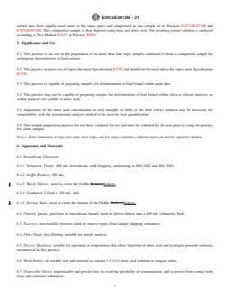 ASTM E2913/E2913M-21 REDLINE ASTM E2913/E2913M-21 - Standard Practice for Hotplate Digestion of Lead from Composited Wipe Samples - Page 3 preview