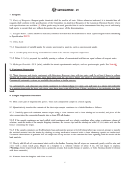 ASTM E2913/E2913M-21 REDLINE ASTM E2913/E2913M-21 - Standard Practice for Hotplate Digestion of Lead from Composited Wipe Samples - Page 4 preview