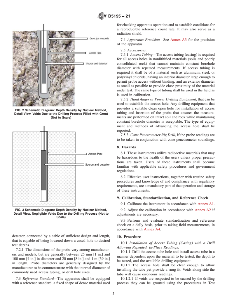 ASTM D5195-21 - Standard Test Method for  Density of Soil and Rock In-Place at Depths Below Surface by  Nuclear Methods