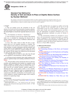 ASTM D5195-21 ASTM D5195-21 - Standard Test Method for Density of Soil and Rock In-Place at Depths Below Surface by Nuclear Methods - Page 1 preview