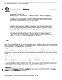 ASTM D2774-21a REDLINE ASTM D2774-21a - Standard Practice for Underground Installation of Thermoplastic Pressure Piping - Page 1 preview