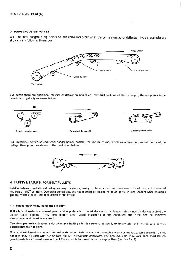 ISO/TR 5045:1979 ISO/TR 5045:1979 - Continuous mechanical handling equipment -- Safety code for belt conveyors -- Examples for guarding of nip points - Page 2 preview