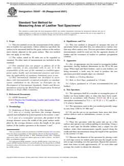 ASTM D2347-00(2021) ASTM D2347-00(2021) - Standard Test Method for Measuring Area of Leather Test Specimens - Page 1 preview