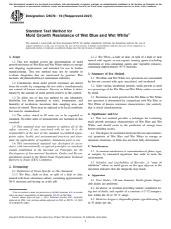ASTM D4576-16(2021) ASTM D4576-16(2021) - Standard Test Method for Mold Growth Resistance of Wet Blue and Wet White - Page 1 preview